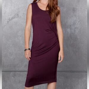 SEN Women's Alaia Sleeveless Side Ruched Burgundy Dress